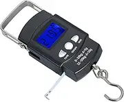 Pocket Scale Backlit Screen Weighing Scale Portable Electronic Digital Fish Hook Hanging Scale Fishing Scale with Measuring e Ruler L Age Scale for Fishing Postal Kitchen Black One Size