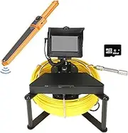 7'' DVR Sewer Pipe Inspection Camera, Sewer Camera with Self Leveling 512HZ Pipe Locator 22mm IP68 HD 1000TVL Camera 12pcs LED Light,30M