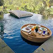 Round Pool Tray, Pool Floats for Adults, Spas, & Pool Parties - Floating Tray for Pool Serving Drinks, Floating Brunch, Food on The Water