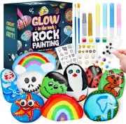 SPANKAR Rock Painting Kit for Kids - Glow in the Dark,Diy Arts and Crafts for...