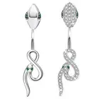Stainless Steel Snake Navel Ring Creative Zircon Belly Button Piercing Jewelr CR