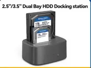 Dual Bay HDD Docking Station with Offline Clone SATA to USB 3.0 HDD Clone Docking Station for 2.5/3.5'' SSD HDD Case