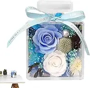 Eternal Flower Perfume Bottle, Acrylic Eternal Flowers Set Decoration, Creative Design Desktop Decoration for Bedside Table, Desk, Bookshelf, Shelf