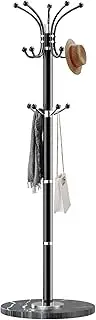 Snaikor Metal Coat Rack Freestanding with Natural Marble Base, Sturdy Coat Rack Stand with 14 Hooks, Modern Entryway Coat Hall Tree Hats Hanger Holder for Purse, Scarf Rack, Jacket