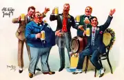 Arthur Thiele Beer Drinkers *Art Repro Postcard*