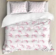 Eiffel Duvet Cover Set with Pillow Shams Springtime Polka Dots Print