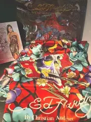 Ed Hardy Silk Scarf Skulls Signed With Zip Lock Protector Bag and Tag Card New