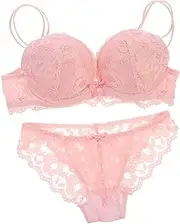 [SHERCHPRY] Luxurious Cotton Lace Bralette Set Women's Nighties Bra and Panty Set Women Valentine's Honeymoon Wedding Pink