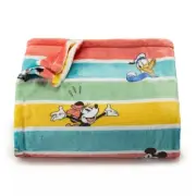 Disney Oversized Supersoft Printed Plush Throw Blanket Mickey Mouse Stripes