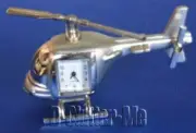 HELICOPTER SILVER NOVELTY CLOCK DESK MANTEL SHELF SHOW CABINET GIFT XMAS NEW