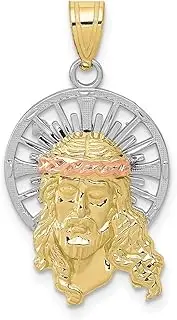 [JewelryWeb] 16mm Tri color Gold Sparkle Cut Christ Charm
