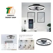 20'' Modern Low Profile Ceiling Fan with Light, Bedroom LED Ceiling Fan with ...