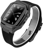 [CEKGDB] 45mm Stainless Steel Watch Case Modification Set for Apple Watch Band 41mm 40 44mm Rubber Band for iWatch Series 7 6 SE 5 4 3 2