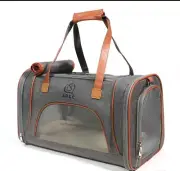 LDLC Dog Cat Pet Travel Carrier Handbag Bag Airline Medium Portable - Dark Grey