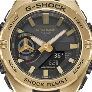 【CASIO 卡西歐】G-SHOCK 藍牙 太陽能 碳纖維核心防護 霸氣黑金 強悍輕薄(GST-B500GD-9A)