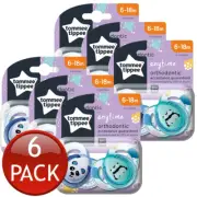 6 x Tommee Tippee Orthodontic Soother Anytime 6-18 Months Dummy Pacifier 2 Pack