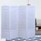 Wooden Room Partitions Room Dividers Screen Separator 4 Wooden Panels White
