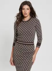 GUESS Women's Brown Logo Lise 4G Logo Jumper Size: Medium, Spandex