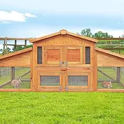 Chicken Coop Rabbit Hutch Large House Outdoor Wooden Run Cage 169cm x 52cm x 72cm