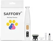 Saffory Dog Paw Trimmer, Pet Claw Trimmer with LED Light, Low Noise USB Rechargeable Pet Clipper. Suitable for Dogs and Cats, for Trimming Hair Around Paws Eyes Ears Face Buttocks. (1)