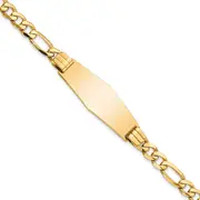 8 Inch 14K Flat Figaro Link Soft Diamond Shape Id Bracelet