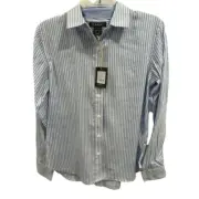 NWT Ariat Tiburon Women's XS Blue Striped Long Sleeve Button-Up Shirt AK45