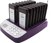 DAYTECH Restaurant Pager System, Server Buzzer, Wireless Long Range Calling System Buzzer Vibration for Cafe, Clinic, School Nurse, Food Truck, 1 Keypad +16 Coaster Pagers