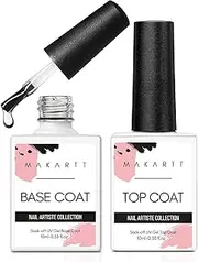 MAKARTT No Wipe Top and Base Coat Kit 10ML/PC Soak Off UV LED Nail Gel Base Top Coat Polish Set