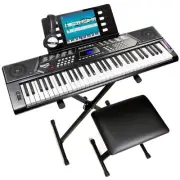 61 Key Keyboard Piano Stand with Bench, Headphones, Pitch Bend Kit