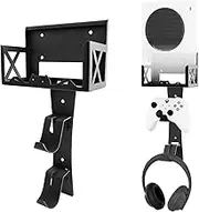 BracNova Wall Mount Kit for Xbox Series S,Steel Mount includes Detachable Controller Holder and Headphone Stand （NOT for XBOX ONE S）