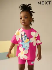 Pink Bluey Short Sleeve T-Shirt and Cycle Shorts Set (12mths-7yrs) (E41043) | $31 - $39