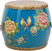 PA-DABAOO Decorative Garden Stool, New Chinese Drum Stool, Solid Wood Shoe Stool, Painted Chair, Creative Dressing Stool, Classical Footstool, Suitable for Living Room and Bedroom,B