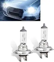 Fogfar 2 PCS Car H7-55W Halogen Fog Lamp, 12V Stable Filament Quartz Lamp, 60,000 Hours Long Life Plug and Play Low/High Beam, Replacement Parts for Universal Automotive Lighting (White)