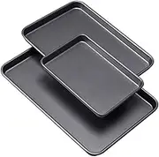 AIMALL 3-Piece Set Kitchen Household Rectangular Baking Tray, Heavy-Duty Carbon Steel Cake Mold, Swiss Roll, Donut, and Oven Tray Set, Non-Stick Baking Pan