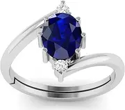 [LMDPRAJAPATIS] Natural Blue Sapphire 8.00 Carat Gemstone Beautiful 925 Sterling Silver Ring For Men And Women's, Silver, Sapphire