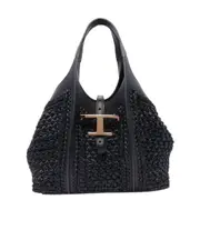 Tod's T Timeless Woven Mini Tote Bag One size black