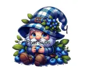 Sublimation Print Blueberry Gnome Ready To Press Heat Transfer
