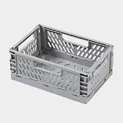 AcornFort Pack of 3/6 BK01 Collapsible Home Kitchen Office Storage Crate, Stackable Plastic Container Box with Ventilated Design, 4 Colours (6, Large + Grey)