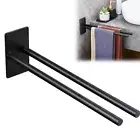 Bath Towel Rack Rail Holder Double Bar Wall Mounted Stainless Steel Matt Black