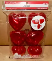 Valentine's Day Heart Containers 6 Each Plastic Tags & Strings 3" x 3" 193B