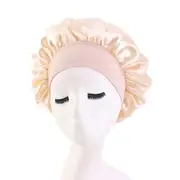 Solid Color Shower Cap for Women Satin Wide-Brimmed Bath Cap Reusable Shower Cap for All Hair Lengths (Khaki)