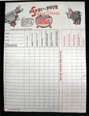 Pepsi & Pete Cops Sweepstakes Chart Pepsi Cola Bottling Old Unused Dist Stock