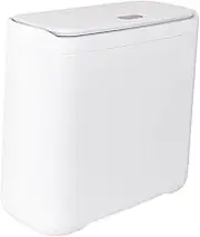 B Baosity Press Type Trash Can, Garbage Bin, Dustbin, Toilet Wastebasket Restroom Waste Basket for Home Office Kitchen, White