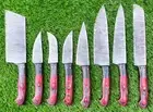 Hunting Expert Damascus Chef Knife Set Santoku Slicing Kitchen Cook Knives 8PCS.
