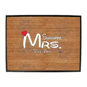 Surname Heart Mrs Since - Funny Novelty Doormat Man Cave Floor mat