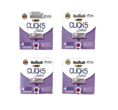 BIC Click 5 Soleil Women's Razor Refills 5 Flexible Blades 4 Packs New