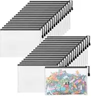 Jetec 32 Pcs Mesh Zipper Bags Toy Storage Bikini Organizer Bag Bolsas Para Guardar Trajes De Baño Waterproof Zipper Reusable Pouch Puzzle Multipurpose for Storage Office(Black,9 x 7 Inch)