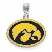 SS Univ of Iowa Hawk Medium Oval Enameled Pendant