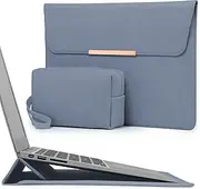 HYZUO 13.3-14 Inch Laptop Sleeve Case with Stand for MacBook Pro 14 M4/M3/M2/M1 Pro/Max 2025-2021, MacBook Air/Pro 13.3, 13.8/13.5 Surface Laptop, HP Specter X360 13/14, Haze Blue(Smiley)