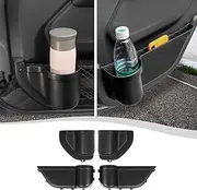 SQQP Front & Rear Door Side Insert Storage Box, Door Organizer Pockets Fit for 2018-2025 Jeep Wrangler JL JLU & Gladiator JT, 4Pcs Black Cup Holder Interior Storage Expansion Accessories